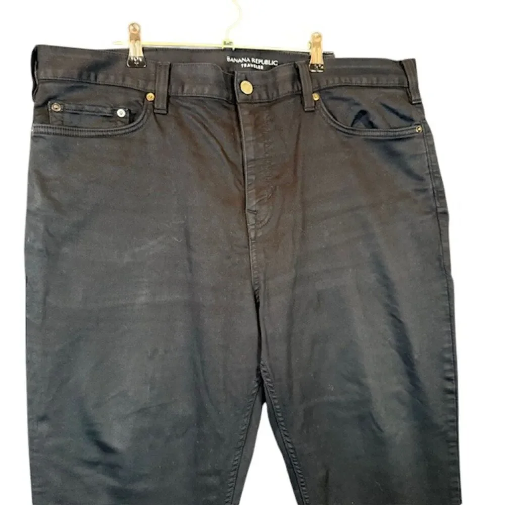 Banana Republic Traveler Stretch‎ Cotton Black Chino Pants Size 38 X 26 (hemmed)